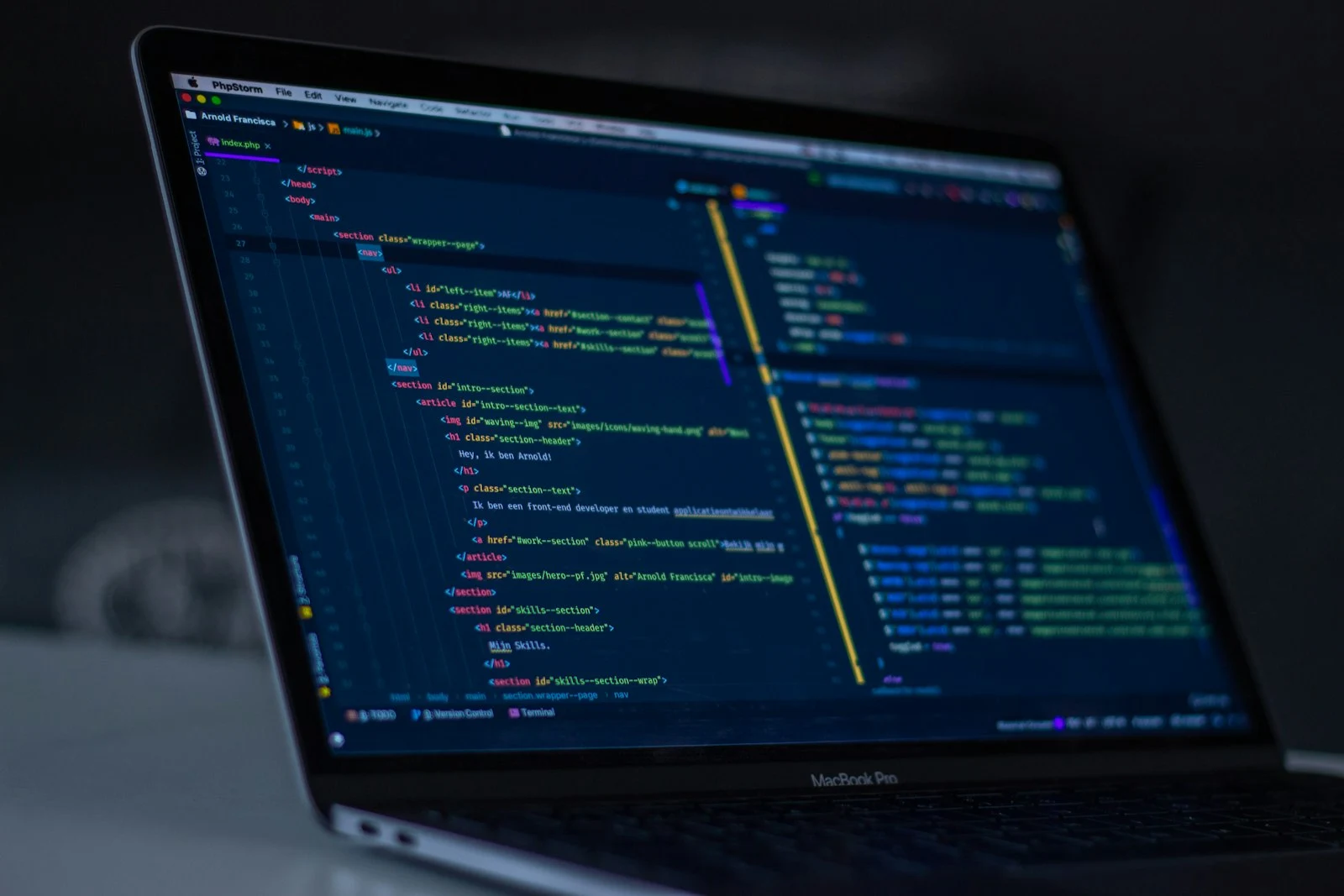 Software being developed on a laptop