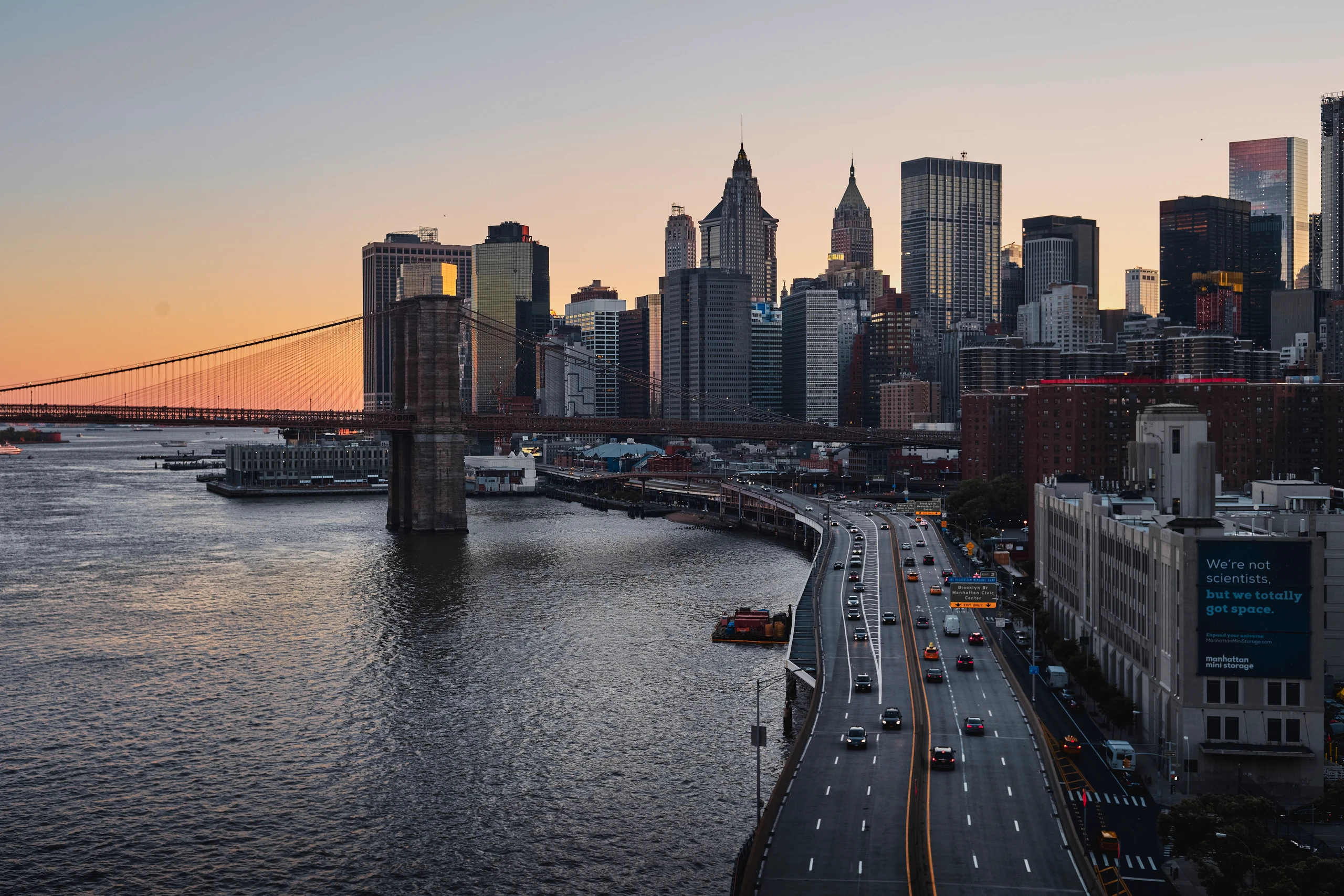 A bridge and roadway connecting people across a city